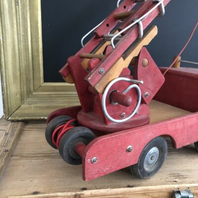 Camion pompier jouet bois vintage