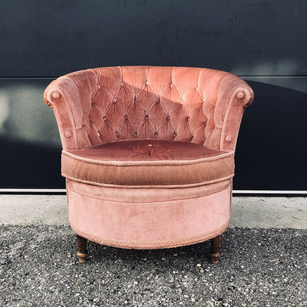 fauteuil crapaud velours rose